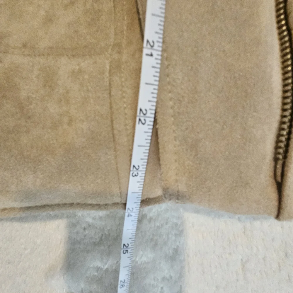 NEW Tommy Hilfiger Leather Suede Beige Biker Jacket Size XS Neutral Moto Luxury - Picture 7 of 9